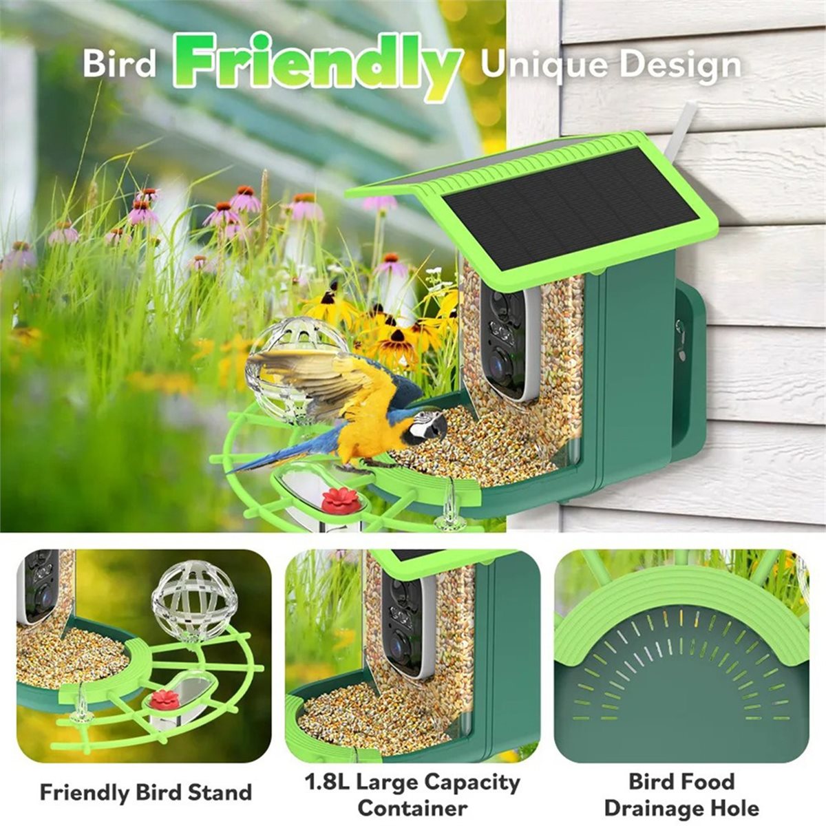 Smart Garden Ai - كاميرا ذكية لتغذية الطيور مع معرف