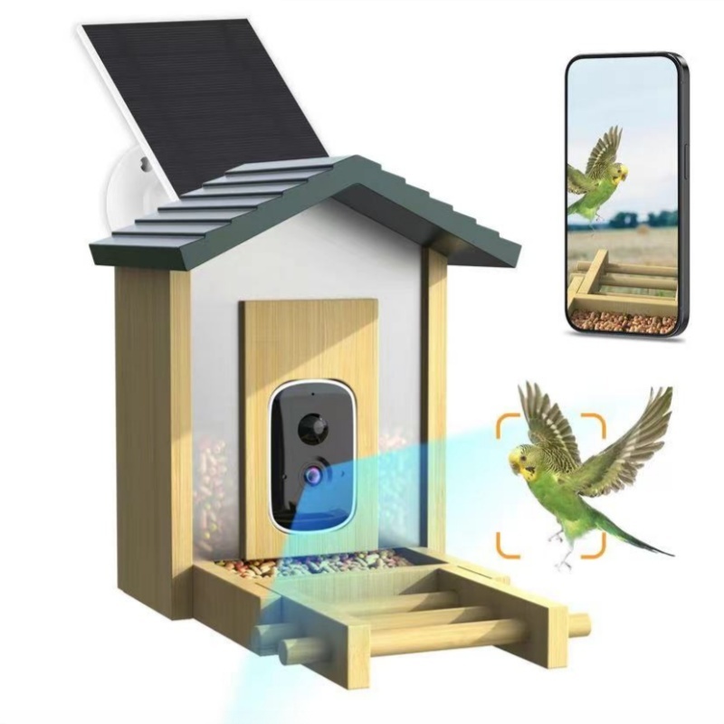 Smart Garden Ai - جهاز تغذية الطيور الخشبي والخيزران عالي